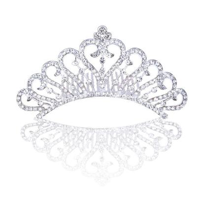 China Hair Decorations Minimalist Crystal Party Birthday Crowns Rhinestone Princess Crown With Comb For Kids for sale