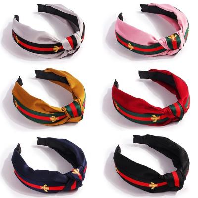 China Hair Ornaments Hot Selling Cloth Wrapped Hair Band Bees Knotted &Crossed Hair Circle For Girl Lady Good Elasticity for sale