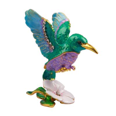 China Unique High Performance Kingfisher Jewelry Trinket Box For Women Hand Painted Figurine Ring Holder Jewelry Box Collectable With Gift Box for sale