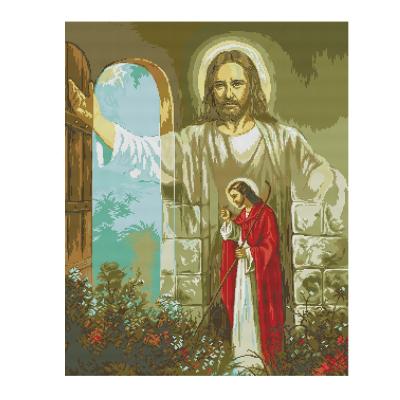 China Around the world NKF religious character 10 decoration embroidery kit diy stitch circle cross canvas home use and stitch material for sale