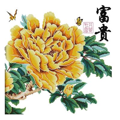 China Worldwide NKF Peony with Blessings Flower Style Fabric Home Decor Easy Counted Cross Stitch (3) for sale