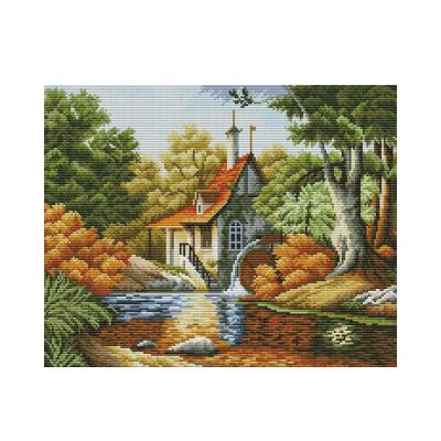 China All over the world Chinese factory embroidery cross stitch kit of new design NKF cabin landscape style autumn 2019 for sale