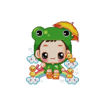 China Europe NKF The Frog Baby Cartoon Style Funny Design Counted Cross Stitch Patterns For Kids C572 for sale