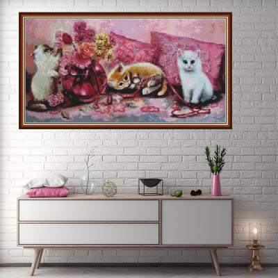 China Environmental materials NKF the three litten kittens full drill special shaped diamond painting 5d art pattern animal diy crystal diamond painting kits for sale