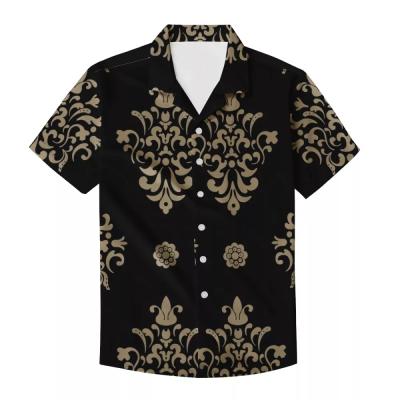 China Factory Outlet Baroco Gold Anti-pilling Style Printed Fits Comfy Vintage Custom Short Sleeve Shirts Plus Size Fits Handsome Tops for sale