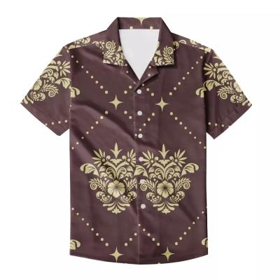 China Factory Price Baroco Gold Style Anti-pilling Printed Mens Comfortable Vintage Custom Made Short Sleeve Shirts Plus Size Mens Handsome Tops for sale