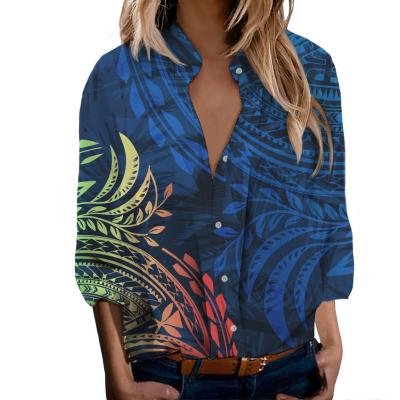 China 2021 QUICK DRY Hot Selling Casual Button Up Shirt Tribal Polynesian Samoan Custom Design Retro Design for sale