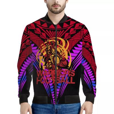 China 2021 New Arrivals Polynesian Tribal Design Big Size LOGO Men Custom Warriors Samoan Breathable Bomber Jacket for sale