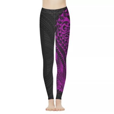 China Wholesale Low Price Samoa Polynesian Printing Stretch Fitness Tribal Comfortable Yoga Pants High Waisted Compression Yoga Pants for sale