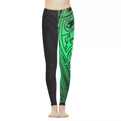 China 2021 Wholesale Hot Selling Breathable Women's Yoga Pants Polynesian Samoa Print Waisted Compression Stretch Fitness Tribal Yoga Pants High for sale