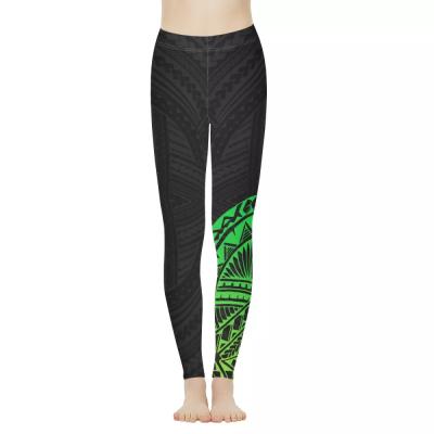 China 2021 Wholesale New Design Polynesian Samoa Polynesian Printing Stretch Waisted Compression Yoga Woman Breathable Woman Pants Tribal Yoga Pants Tops for sale