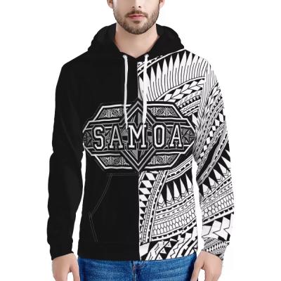 China Newest Design Polynesian Samoa Viable Tradition Ptinted Tribal Black White Men's Newest Design Hoodies Custom Plus Size Mens Fashion Sweater Hoodies for sale