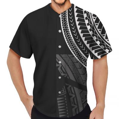 China 1 MOQ Design Spandex Polynesian Samoan Tribal Mens Breathable Baseball Tank Top Summer Sports T-shirt Uniform Custom for sale