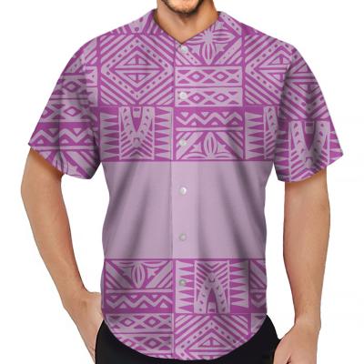 China New Arrival Summer New Arrival Custom Men's Plus Size Polynesian Tribal Design Breathable Samoan Baseball Round Neck Shirts for sale