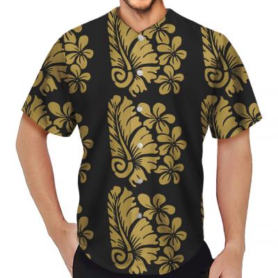 China Polynesian Samoan Tribal Design Print Breathable Hot Selling Custom Men Plus Size Baseball Round Neck Shirts for sale