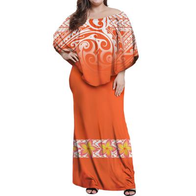 China New Design Shawl Dress Anti-static Polynesian Samoan Tribal Custom Casual Sleeveless Off The Shoulder Dress Elegance Dress for sale