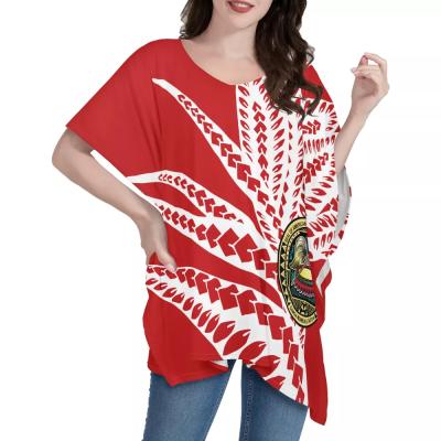 China New Arrivals Custom Design Anti-Wrinkle Women Bat Wing Women's Polynesian Tribal Sleeve Dress Ponchos Fashion Fashionable Casual Summer Plus Size Dress for sale