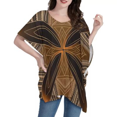 China Anti-wrinkle 1 MOQ drop shipping loose oversized T-shirt design women sweater dress custom made polynesian samoan tribal dress for sale