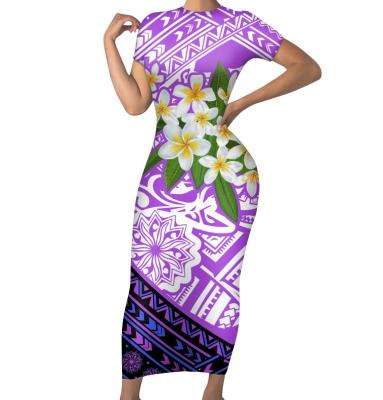 China 2021 Custom Tight Fit Short Sleeve Lady Dresses Polynesian Samoan Designer Anti-wrinkle New Arrivals Tribal Print Women's Dress for sale