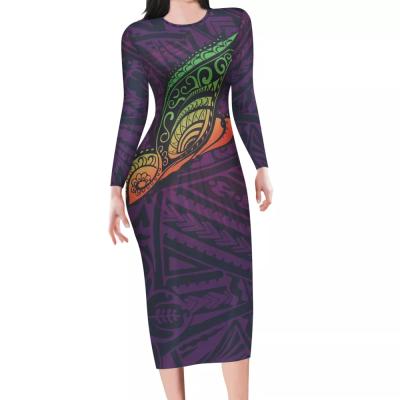 China Custom Ladies Unique Bodycon Casual Maxi Dresses Anti-wrinkle Promotional Polynesian Samoan Tribal Design for sale