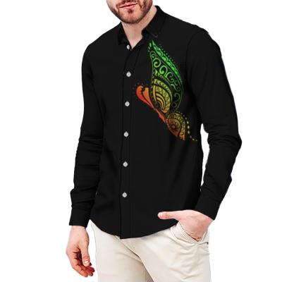 China Hot Selling Custom Polynesian Samoan Samoan Coat Men's Tribal Design Anti-Wrinkle Long Sleeve Long Sleeve Shirt for sale