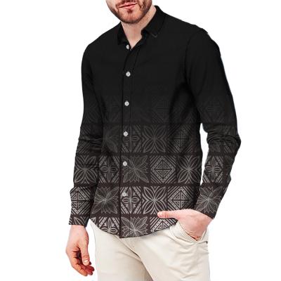 China Hot Sale 2021 Tribal Design Anti-Wrinkle Mens Long Sleeves Shirts Single Breasted Casual Custom Made Polynesian Samoan Polynesian Single Breasted for sale