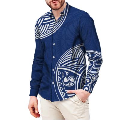 China Tribal Design Factory Price Anti-Wrinkle Custom Polynesian Samoan Samoan Long Sleeve High End Loose Men's Casual Sports Shirts for sale