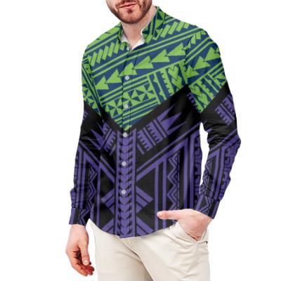 China Hot Selling Custom 2021 Hot Sales Tribal Polynesian Design Men's Tops Samoan Autumn Exquisite Long Sleeve Shirt Anti-wrinkle for sale