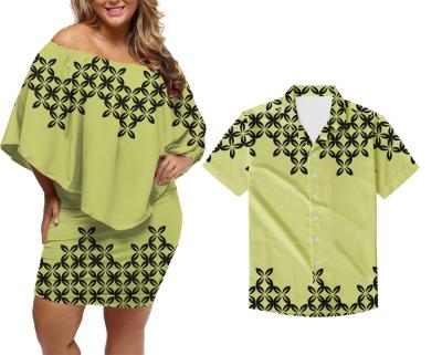 China Anti-Static Drop Shipping Custom Design Fashion Polynesian Samoan Tribal Bodycon Casual Wear Matching Men Shirt for sale