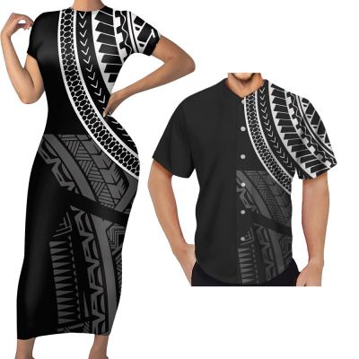 China Anti-Wrinkle Promotional Polynesian Samoan Tribal Design Bodycon Dress Men Custom Unique Short Sleeve Baseball Suit for sale