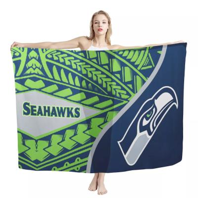 China Viable Drop Shipping 1 MOQ Design Team Super Fine Wool Soft Sarongs Scarf Custom American Football Tribal Samoan Polynesian NFL for sale