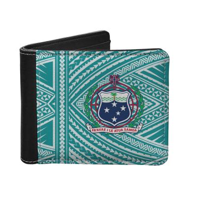 China PU Design Simple Wallets High Quality Men's Card Holder Short Leather Custom Tribal Samoan Polynesian Waterproof Wallet for sale