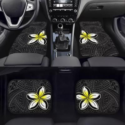 China Custom Wholesale Tribe Plumeria Design Mats Non Slip Waterproof Easy Cleaned Polynesian Samoan Car Floor Mats 4pcs/set for sale