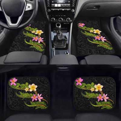 China Custom Wholesale Tribe Plumeria Design Mats Non Slip Waterproof Easy Cleaned Polynesian Samoan Car Floor Mats 4pcs/set for sale