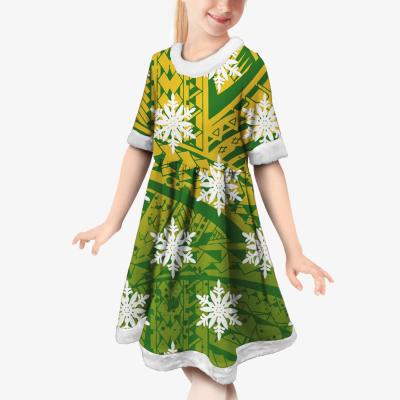 China Sweet Anti-wrinkle Design Christmas Custom Polynesian Samoan Tribal Keep Warm Kids Girl Clothing for sale