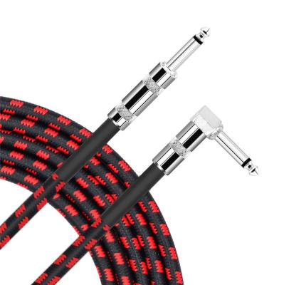 China Hot Selling Black And Red Porcelain PVC+woven Net Guitar Audio Cable 3 Meters for sale