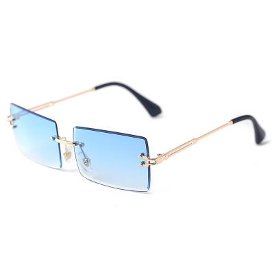 China Fashion Sunglasses 2021 Fashionable Square Vintage Rimless Sunglasses Custom Made Sun Glasses Women Sunglasses for sale