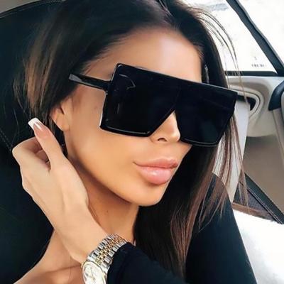 China Custom Fashion Shades Sunglasses Custom Logo Shades Big Square Oversized Flat Surface Sun Glasses Eyewear 2021 Fashion Sunglasses for sale