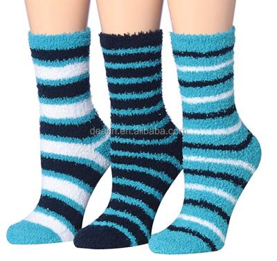 China For Diabetic Women's DYHS0267 Women's 3-Pairs Microfiber Soft Comfortable Non-slip Fuzzy Crew Home Socks Warm for sale