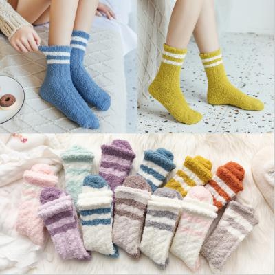 China 2020 Hot Girls Sporty Fuzzy Fluffy Socks, Cute Comfortable Winter Women Crew Socks Soft Warm Cabin Slipper for sale