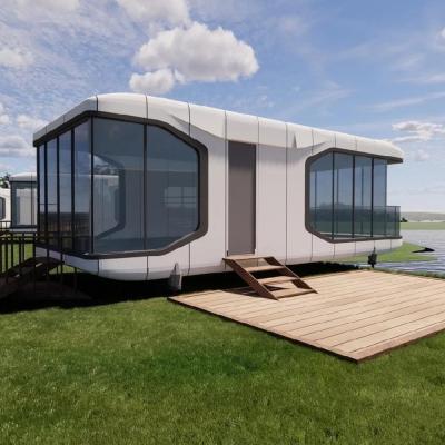 China Aluminum Window Low-Carbon Energy Saving Modular Home Living Villa Capsule House Hotel Prefabricated Cabin With Furniture for sale