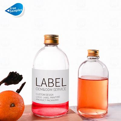 China Wholesale 280ml 350ml 500ml Beverage Clear Glass Bottle Round Shape For Juice Milk Coffee Tea Alcoholic Beverage With Screw Top for sale