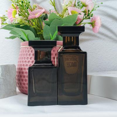 China Cosmetic Luxury Brand 30ml 50ml Empty Black Glass Perfume Bottles For Women Men for sale