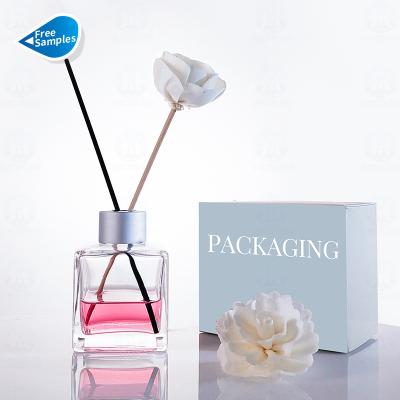 China Cosmetic in Stock Glass Aroma Diffuser Bottle with Sticks Air Freshener Perfume Glass with Package Box for sale