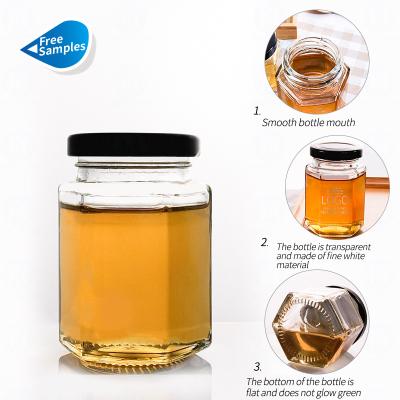 China Food Best Selling Multifunctional Empty Hexagon Airtight Jars 40ml 60ml 80ml 100ml 160ml 260ml 360ml Honey Nut Sugar Storage Jars for sale