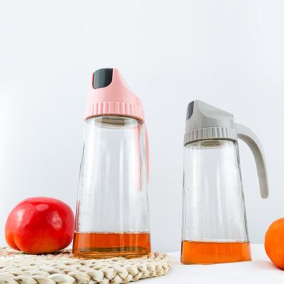 China Wholesale Food Frying Oil 650ml Glass Dispenser Bottle For Kitchen Soy Sauce Vinegar With Automatic Cap And Stopper, Non-Drip Spout for sale