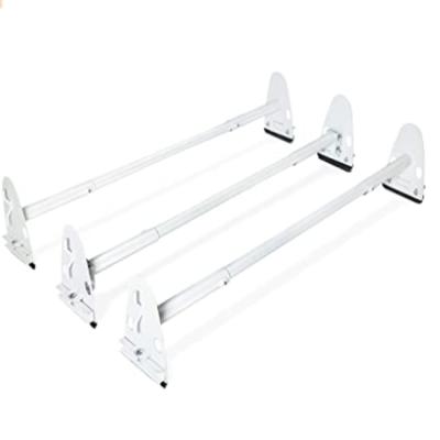 China Heavy Duty Van Roof Rack Round Bar Steel Three Bar Set Steel Matte White for sale