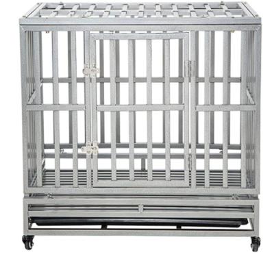 China Durable Heavy Duty Dog Crate Metal Crate Strong Kennel For Large Dogs , Easy To Assemble With Four Wheels for sale