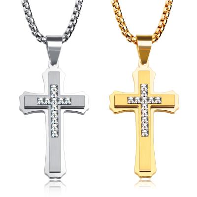 China Best Design Cheap OEM FASHIONABLE Gold and Silver Cross 18K Gold Plated Custom Name Necklace for sale