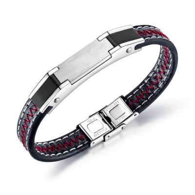 China New Fashionable Wholesale Popular Stainless Steel Bracelet Jewelry Leather Bracelet Men for sale